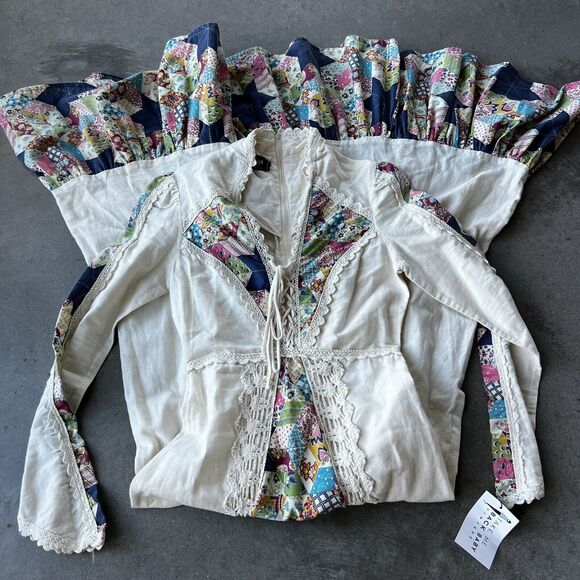 Authentic 1960’s vintage patchwork print Black Label Gunne Sax maxi dress XS - Picture 9 of 11